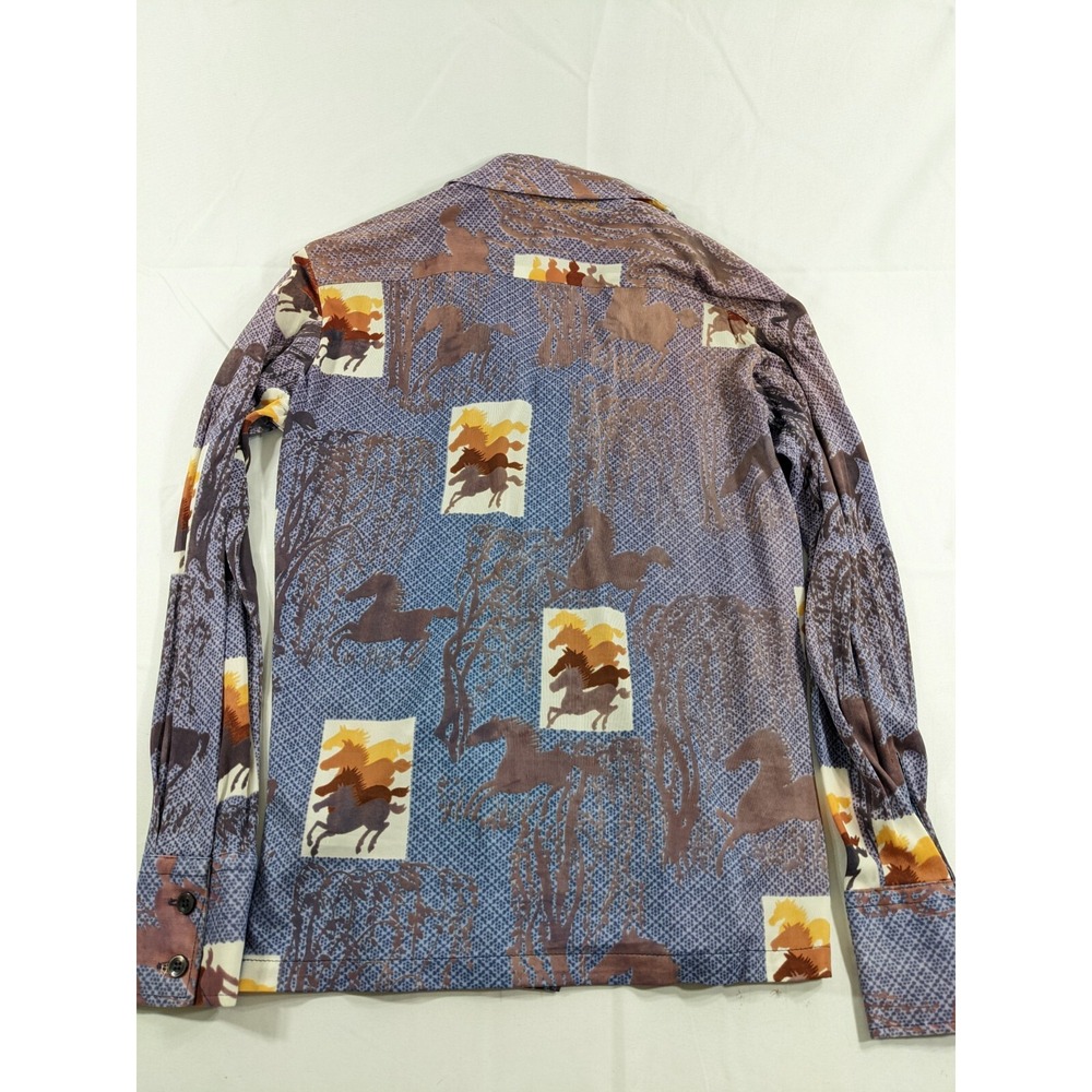 Vintage  70s Custom Tailored Knits Western horse Long Sleeve light‎ XS/S (M Tag - Picture 8 of 9